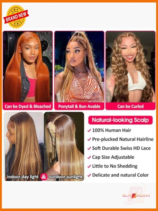 Full Frontal HD Lace Wig Straight Ombre Human Hair 26inch Pre Plucked main image 6